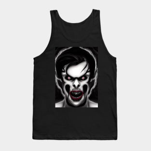 EVIL AND CREEPY RED EYED SPOOKY HALLOWEEN VAMPIRE Tank Top